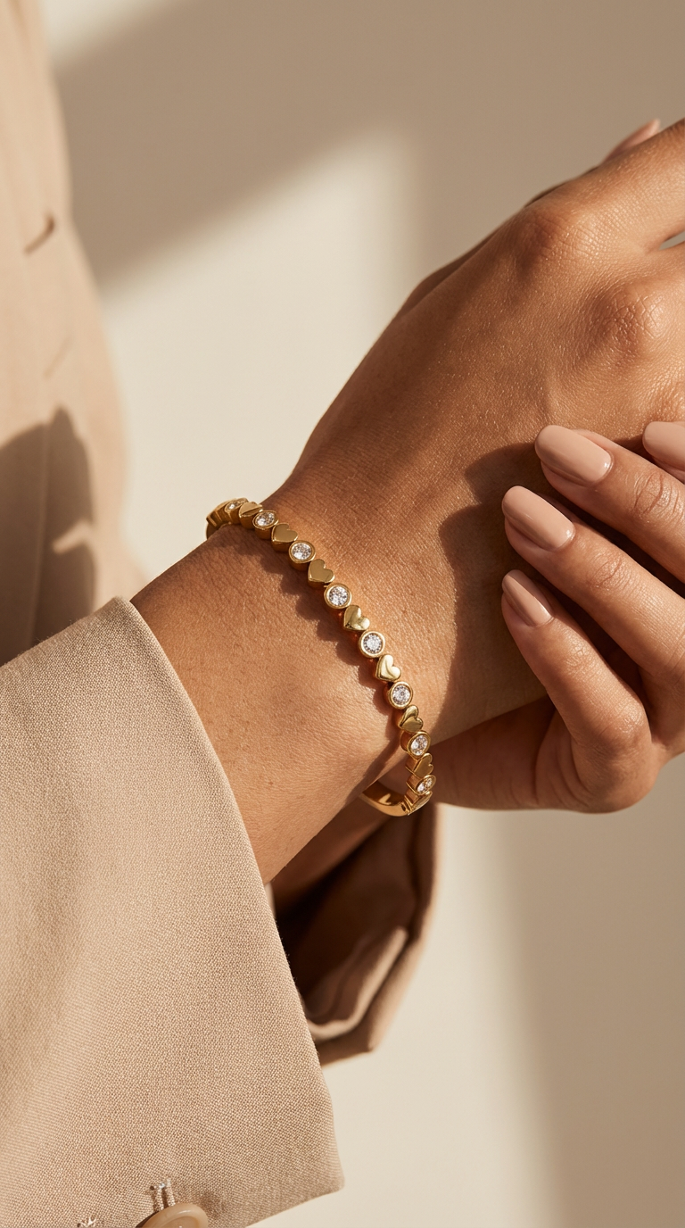 Bracelet Jonc Zircon Doré – SORELYA